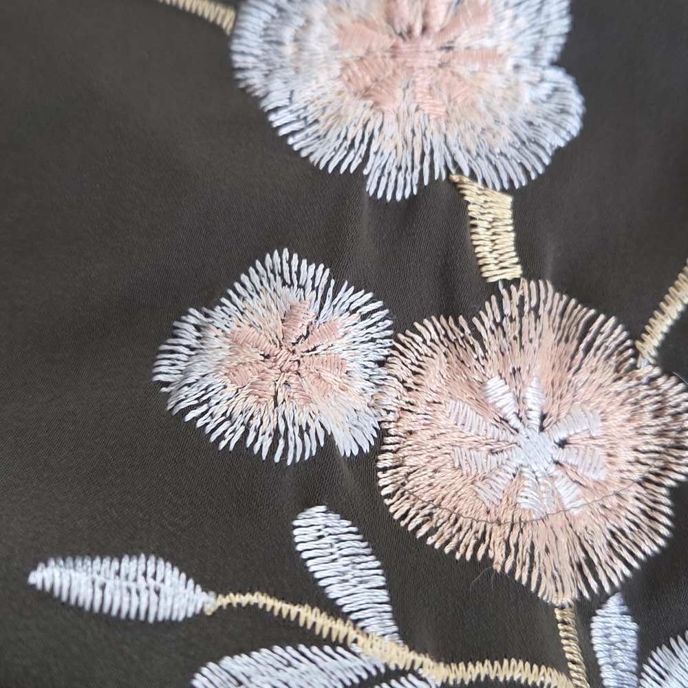 Forever 21 Olive Bomber Jacket with Blue & Pink Embroidered Birds - Picture 7 of 8